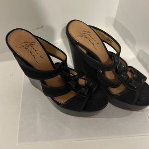 Mark and James badgley Mischka black wedge platforms